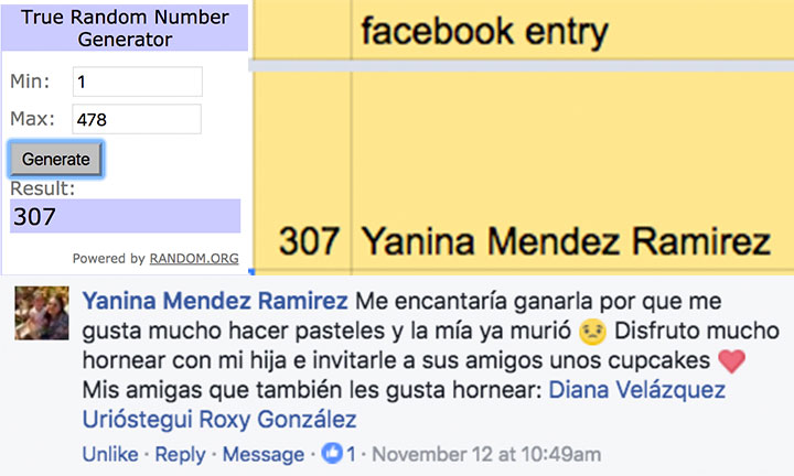 ganadora del giveaway